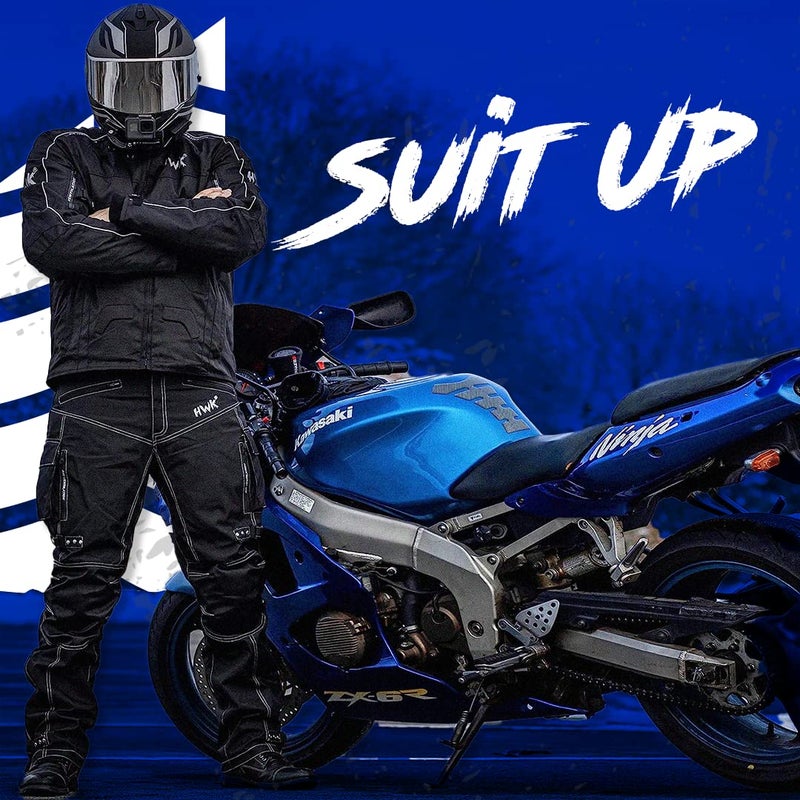 HWK Motorcycle Pants for Men and Women with Water Resistant Cordura Textile Fabric for Enduro Motocross Motorbike Riding & Impact Armor, Dual Sport Motorcycle Pants with 40"-42" Waist, 32" Inseam - Image 4